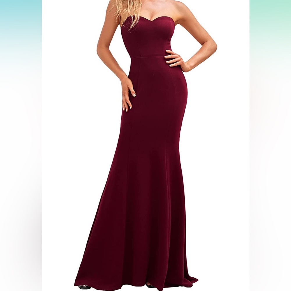Strapless Burgundy Formal Dress